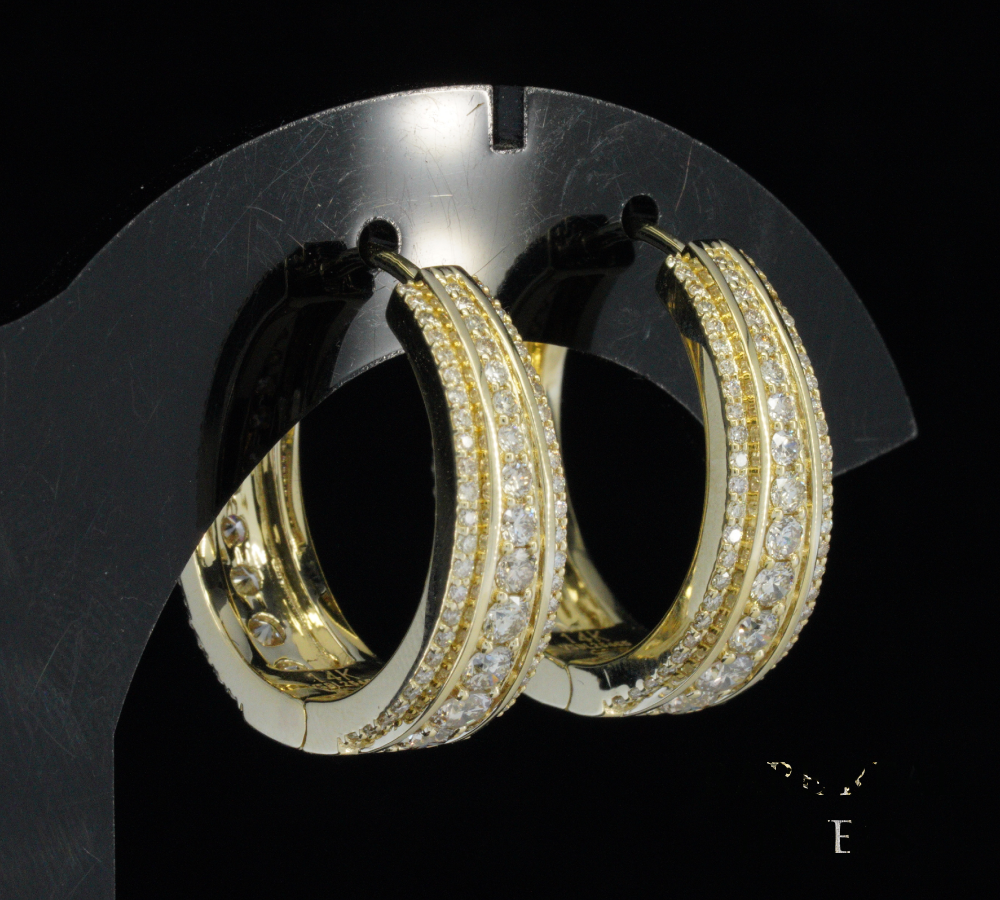 Diamond Hoop Earrings, Gold Diamond Huggie Hoops, Pave Diamond Hoop Earrings, Double Row Hoop Earrings, Luxury Jewelry Gift