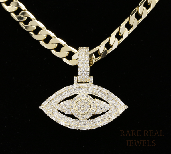 Evil Eye Pendant Necklace | Iced Out Evil Eye Charm | Diamond Protection Necklace | Gold CZ Eye Pendant | Hip Hop Jewelry Gift