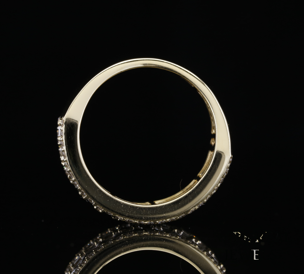 Baguette Diamond Band Ring, Wide Diamond Wedding Band, Statement Gold Ring, Luxury Anniversary Ring, Multi Row Diamond Ring, Unisex Diamond Band