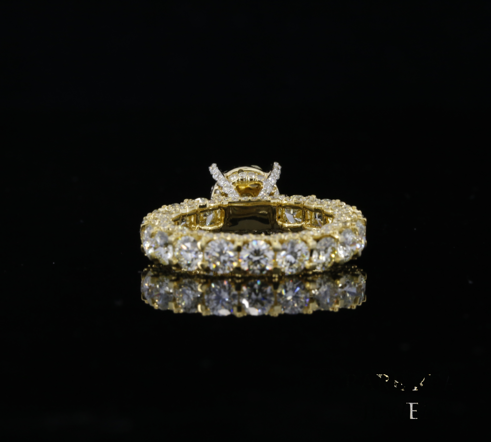 Round Diamond Engagement Ring, Cluster Diamond Ring, Yellow Gold Promise Ring, Bridal Ring, Anniversary Gift for Her, Vintage Inspired Diamond Ring