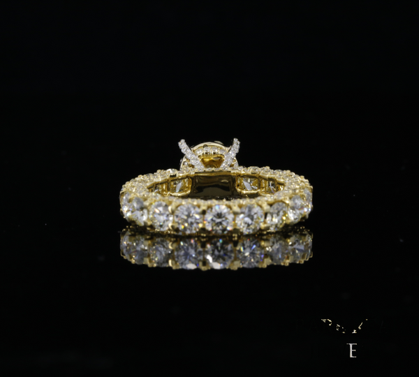 Round Diamond Engagement Ring, Cluster Diamond Ring, Yellow Gold Promise Ring, Bridal Ring, Anniversary Gift for Her, Vintage Inspired Diamond Ring