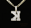 Diamond Letter K Pendant, Baguette Cut Diamond Initial Pendant, Personalized K Pendant, Diamond Initial Charm, Luxury Yellow Gold Pendant