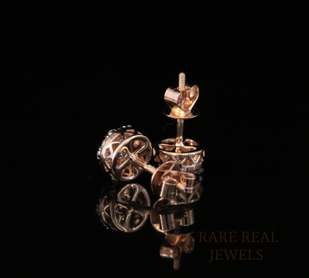 Diamond Cluster Stud Earrings, Round Diamond Floral Earrings, Cluster Diamond Earrings, Luxury Gold Stud Earrings, Gift for Her