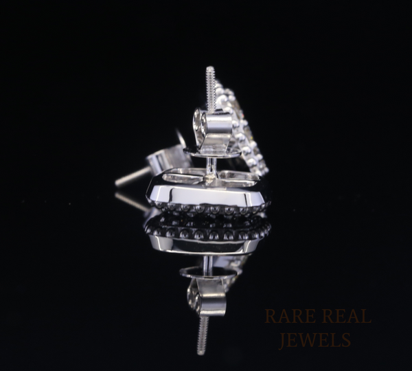 Cushion Halo Diamond Stud Earrings, Lab Grown Diamond Cluster Earrings, White Gold Stud Earrings, Everyday Diamond Earrings