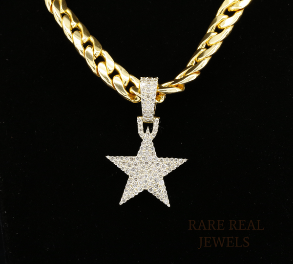 Diamond Star Pendant Necklace, Pave Diamond Star Charm, Gold Star Necklace, Celestial Jewelry Gift for Her, North Star Pendant, Luxury Diamond Jewelry