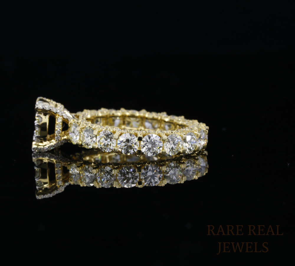 Round Diamond Engagement Ring, Cluster Diamond Ring, Yellow Gold Promise Ring, Bridal Ring, Anniversary Gift for Her, Vintage Inspired Diamond Ring