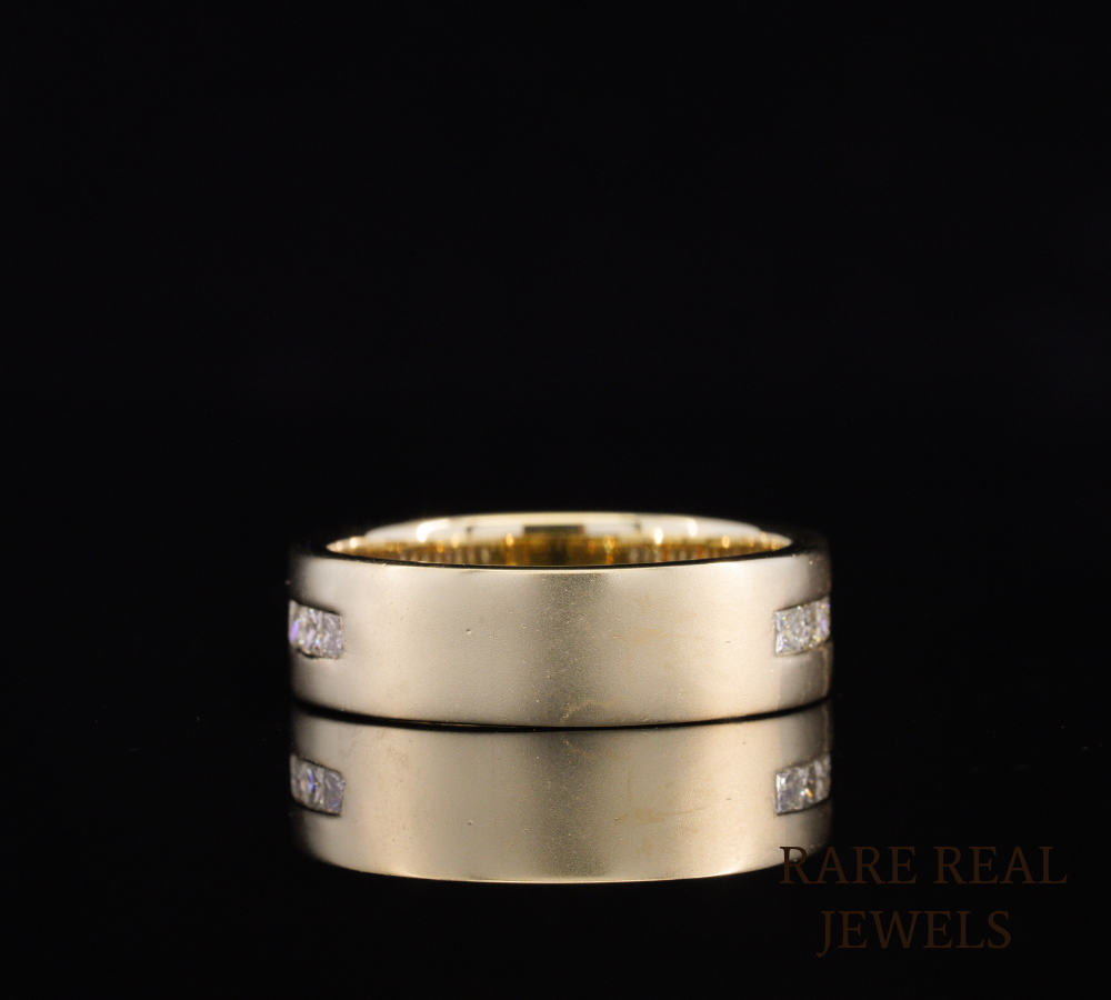 Princess Cut Diamond Wedding Band, Men's Diamond Ring, Channel Set Diamond Band, Gold Wedding Ring, Anniversary Band, Unisex Diamond Jewelry
