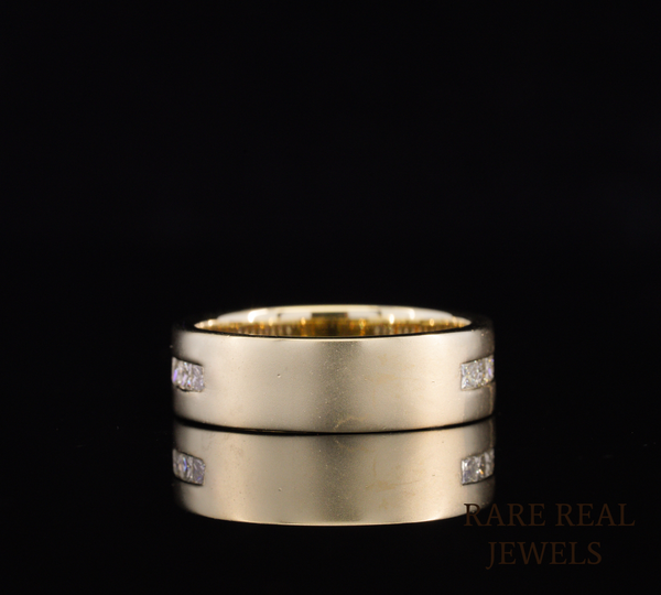 Princess Cut Diamond Wedding Band, Men's Diamond Ring, Channel Set Diamond Band, Gold Wedding Ring, Anniversary Band, Unisex Diamond Jewelry
