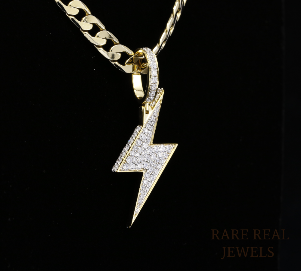 Diamond Lightning Bolt Pendant Necklace, Lightning Charm Necklace, Gold Diamond Thunderbolt Pendant, Minimalist Statement Jewelry Gift for Her Him Secondary image