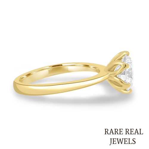 3.00ct Round Lab Diamond Engagement Ring: 10K Yellow Gold Tulip Setting
