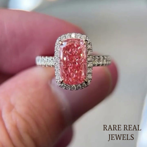 2.00ct Pink Lab Grown Diamond Halo Engagement Ring - White Gold Main image