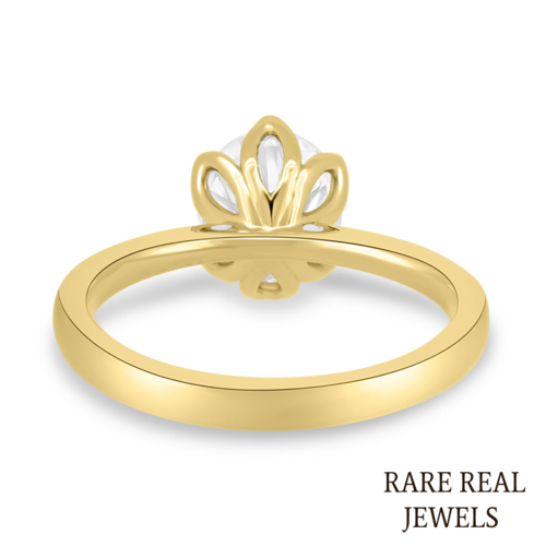 3.00ct Round Lab Diamond Engagement Ring: 10K Yellow Gold Tulip Setting