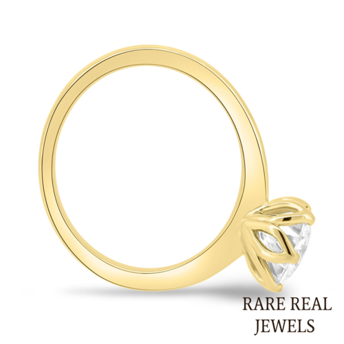 3.00ct Round Lab Diamond Engagement Ring: 10K Yellow Gold Tulip Setting
