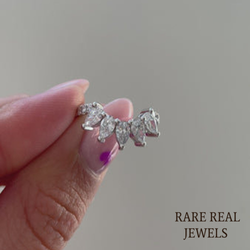 Pear Cut Moissanite Engagement Ring: 10K White Gold Teardrop Promise Ring Main image