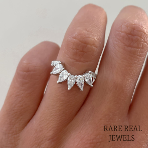Pear Cut Moissanite Engagement Ring: 10K White Gold Teardrop Promise Ring