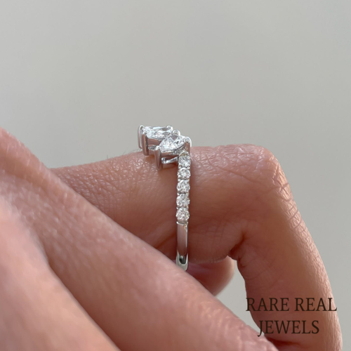 Pear Cut Moissanite Engagement Ring: 10K White Gold Teardrop Promise Ring
