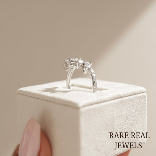 Pear Cut Moissanite Engagement Ring: 10K White Gold Teardrop Promise Ring