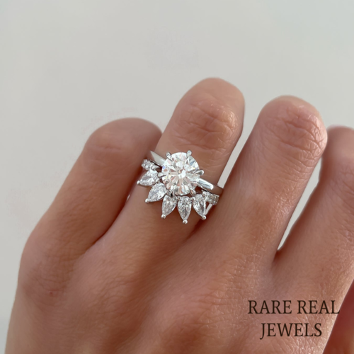 Pear Cut Moissanite Engagement Ring: 10K White Gold Teardrop Promise Ring