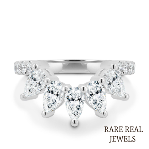 Pear Cut Moissanite Engagement Ring: 10K White Gold Teardrop Promise Ring