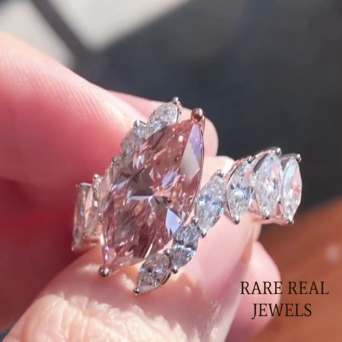 1.50CT Pink Marquise Lab Grown Diamond Engagement Ring, White Gold