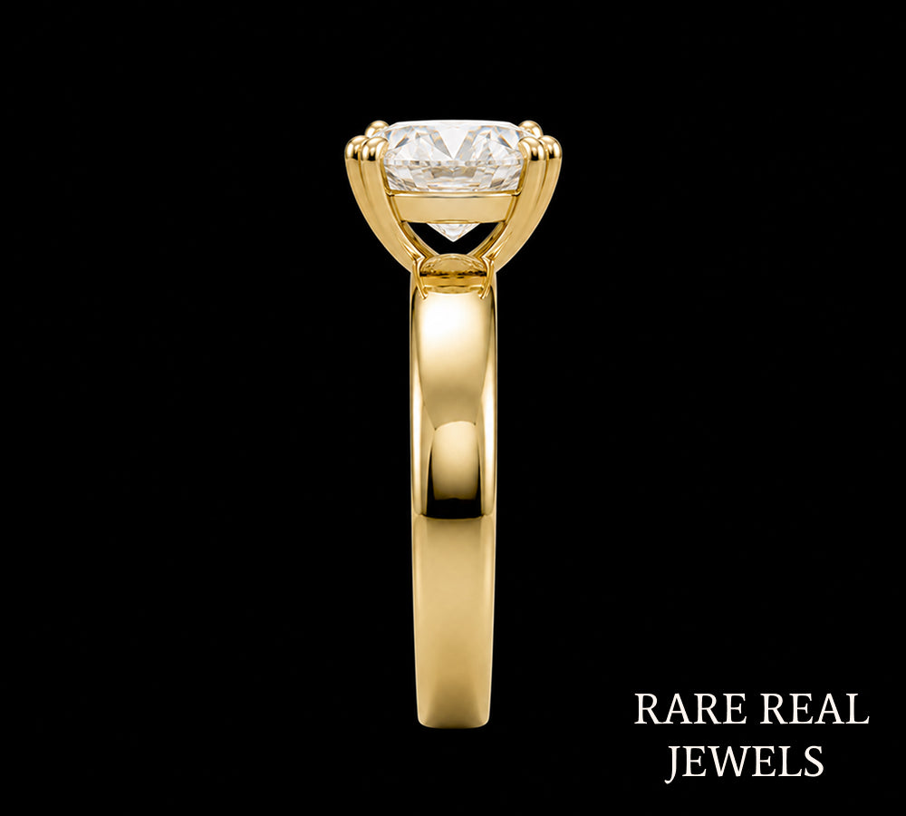 3 CT Oval Cut Lab Grown Diamond Engagement Ring | 14K Yellow Gold Solitaire Ring | Hidden Basket Proposal Ring | Bridal Jewelry Gift