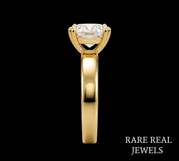 3 CT Oval Cut Lab Grown Diamond Engagement Ring | 14K Yellow Gold Solitaire Ring | Hidden Basket Proposal Ring | Bridal Jewelry Gift