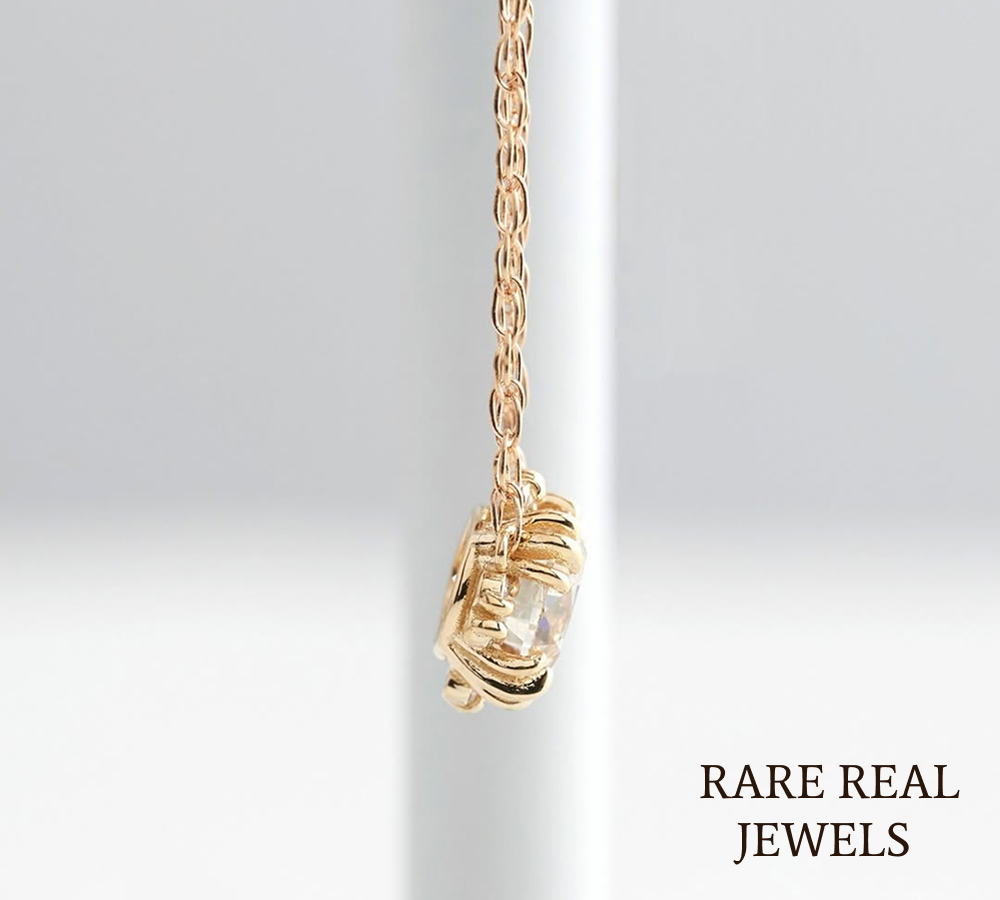 Round Halo Lab Grown Diamond Necklace, 14K Rose Gold Pendant, Minimalist Diamond Necklace, Gift for Her, Fine Jewelry Secondary image