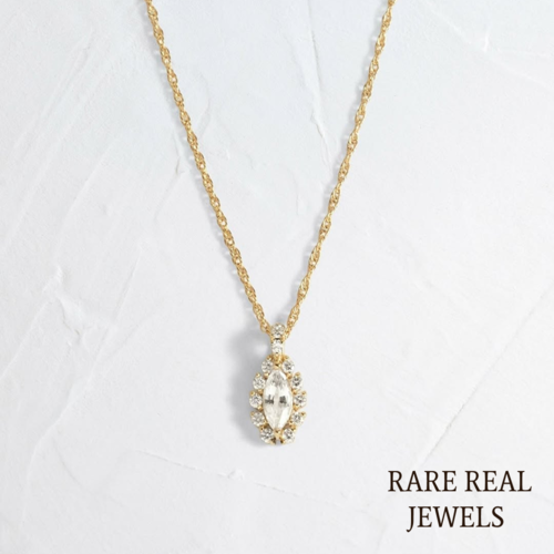 Luxury Marquise Cut Diamond Halo Pendant Necklace in 14K Yellow Gold – Elegant Solitaire Diamond Necklace for Women Secondary image