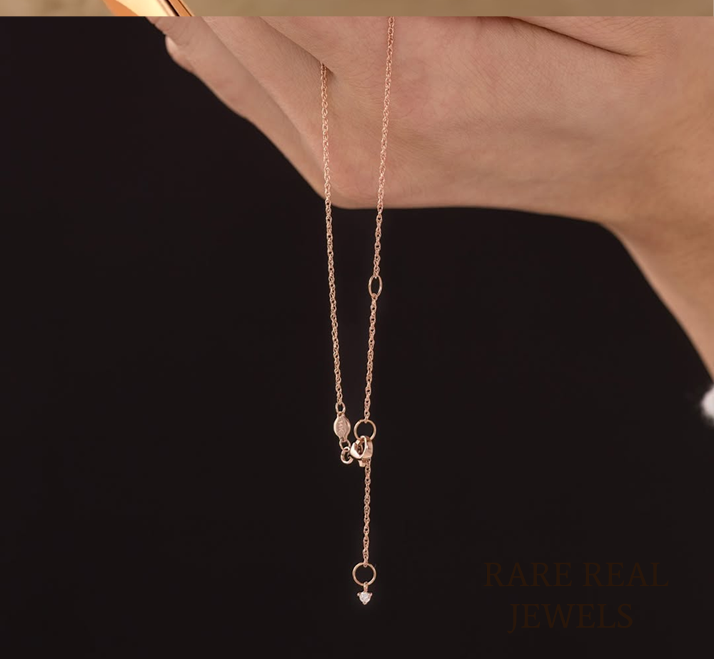 Mixed Shape Lab Grown Diamond Necklace in 14K Rose Gold | Emerald, Pear, Round & Heart Diamond Pendant
