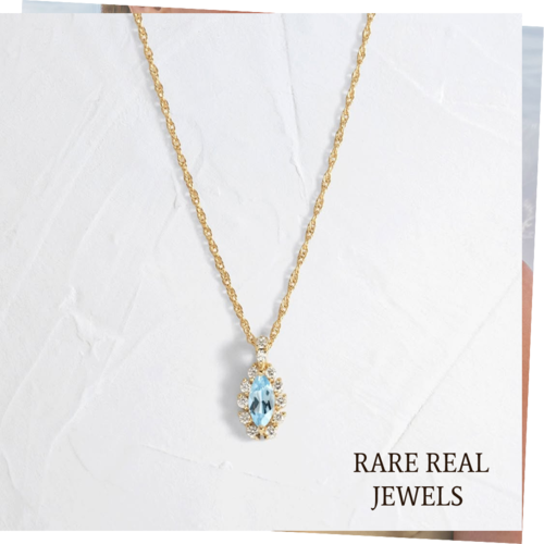 Luxury Marquise Cut Diamond Halo Pendant Necklace in 14K Yellow Gold – Elegant Solitaire Diamond Necklace for Women