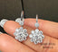 Luxury Floral Diamond Drop Earrings in 14K White Gold – Round Brilliant Cluster Diamond Dangle Earrings for Women