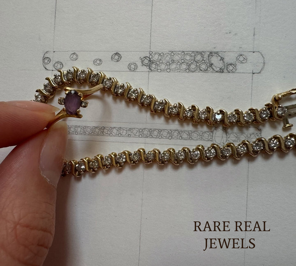 Luxury Diamond and Amethyst Hinged Bangle Bracelet in 14K Rose Gold – Pavé Diamond Statement Bangle for Women