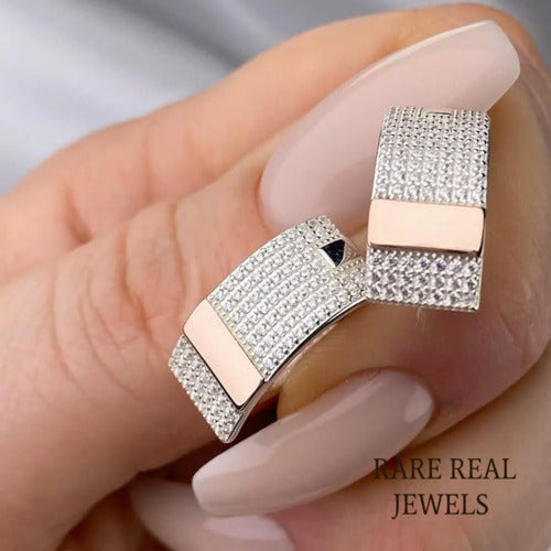 Rose Gold Pave Lab Grown Diamond Hoop Earrings: Statement Jewelry Main image