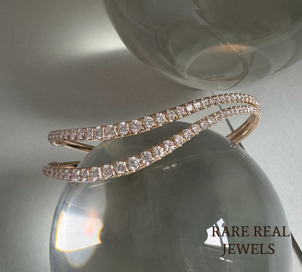 Luxury Double Row Diamond Tennis Bracelet in 14K Yellow Gold – Layered Round Diamond Bracelet for Women