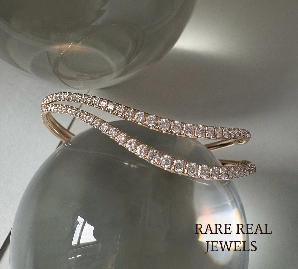 Luxury Double Row Diamond Tennis Bracelet in 14K Yellow Gold – Layered Round Diamond Bracelet for Women