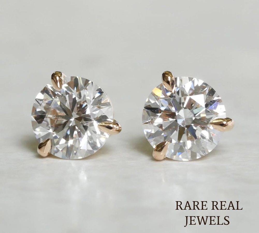 Round Cut Lab Diamond Stud Earrings, 14K Yellow Gold Solitaire Earrings, Minimalist Diamond Studs, Everyday Bridal Jewelry Main image