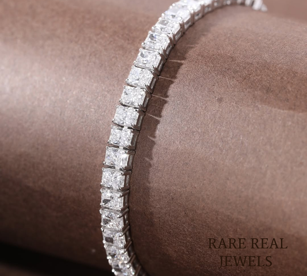 Radiant Cut Lab Grown Diamond Tennis Bracelet in Platinum | Classic Diamond Tennis Bracelet Main image