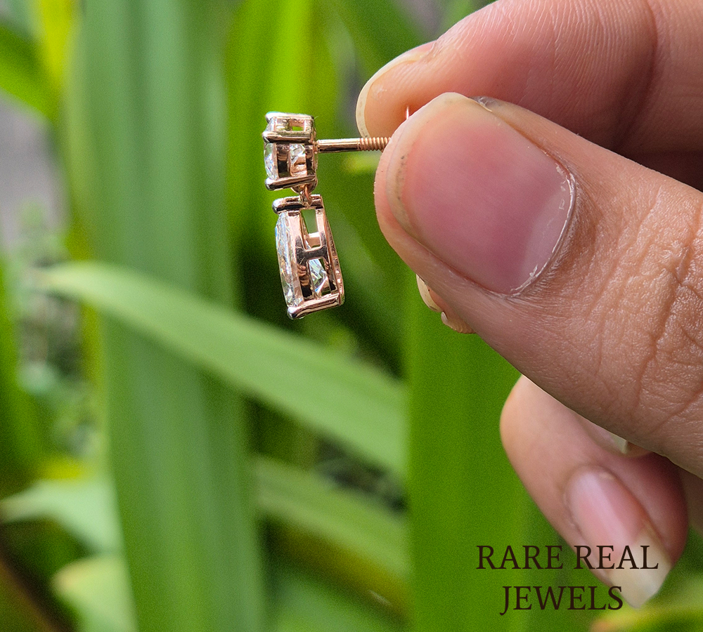 Pear Cut Diamond Drop Earrings, Lab Grown Diamond Stud Earrings, 14K Gold Dangle Earrings, Luxury Bridal Jewelry, Elegant Gift For Her