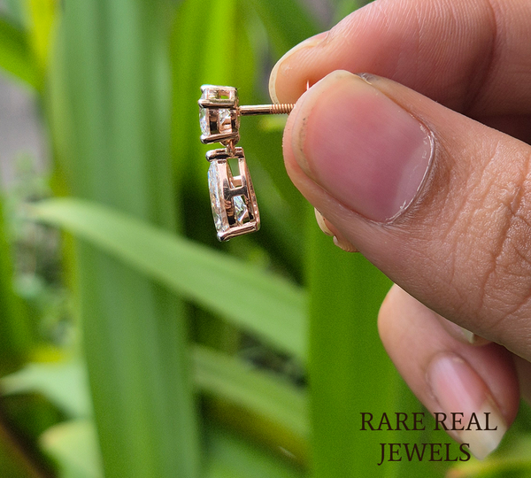 Pear Cut Diamond Drop Earrings, Lab Grown Diamond Stud Earrings, 14K Gold Dangle Earrings, Luxury Bridal Jewelry, Elegant Gift For Her