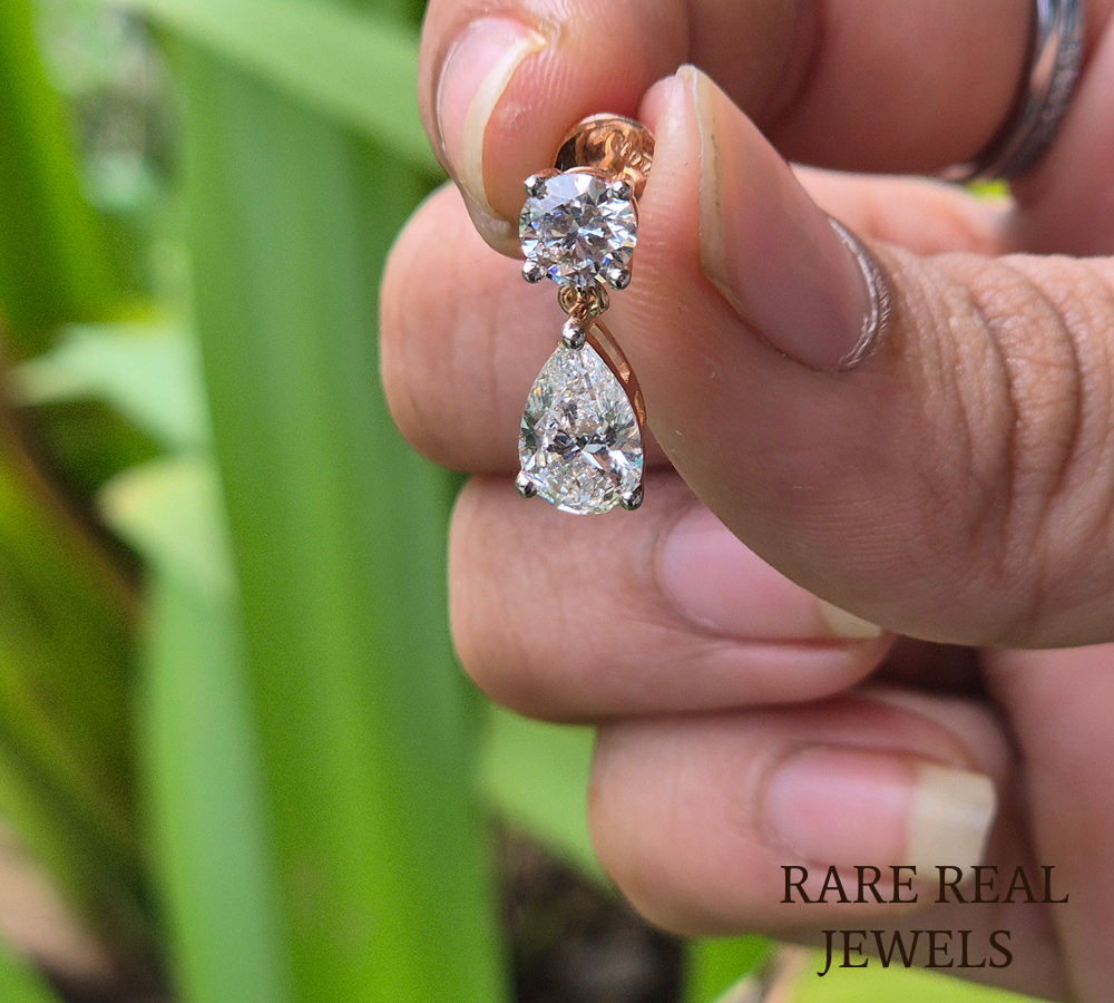 Pear Cut Diamond Drop Earrings, Lab Grown Diamond Stud Earrings, 14K Gold Dangle Earrings, Luxury Bridal Jewelry, Elegant Gift For Her