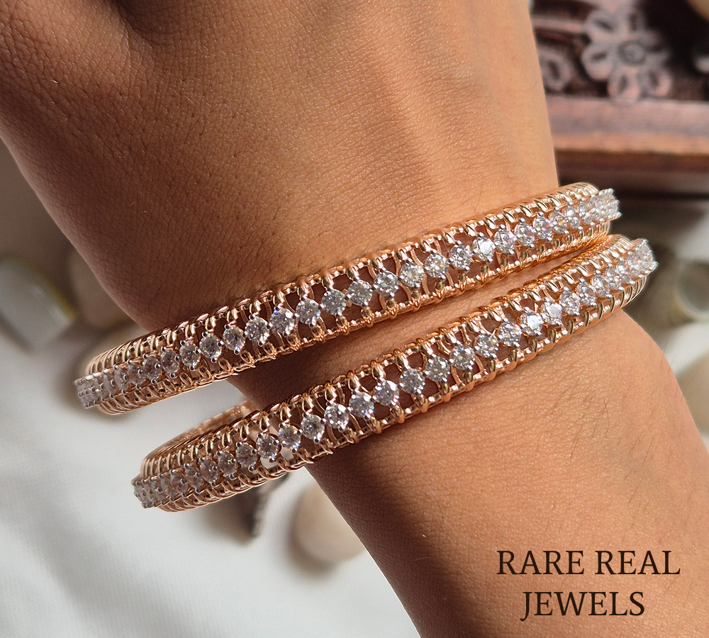 18K Rose Gold Lab Grown Diamond Tennis Bangle Bracelet, 13.50 CT Diamond Cuff Bracelet, Luxury Diamond Bracelet for Women Secondary image