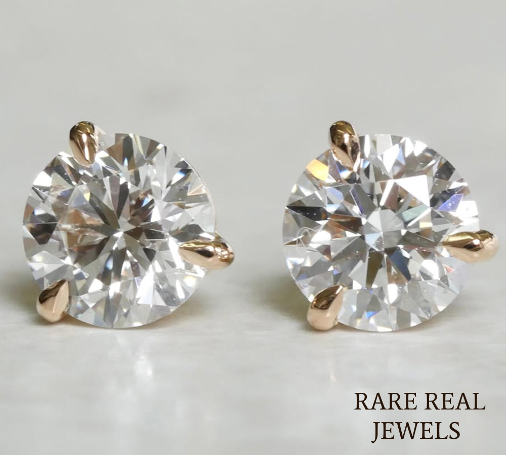Round Cut Lab Diamond Stud Earrings, 14K Yellow Gold Solitaire Earrings, Minimalist Diamond Studs, Everyday Bridal Jewelry Secondary image