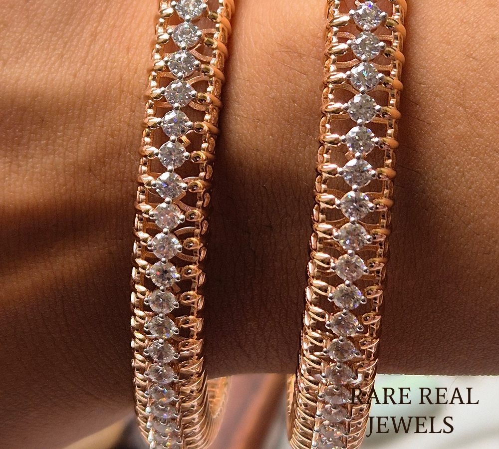 18K Rose Gold Lab Grown Diamond Tennis Bangle Bracelet, 13.50 CT Diamond Cuff Bracelet, Luxury Diamond Bracelet for Women