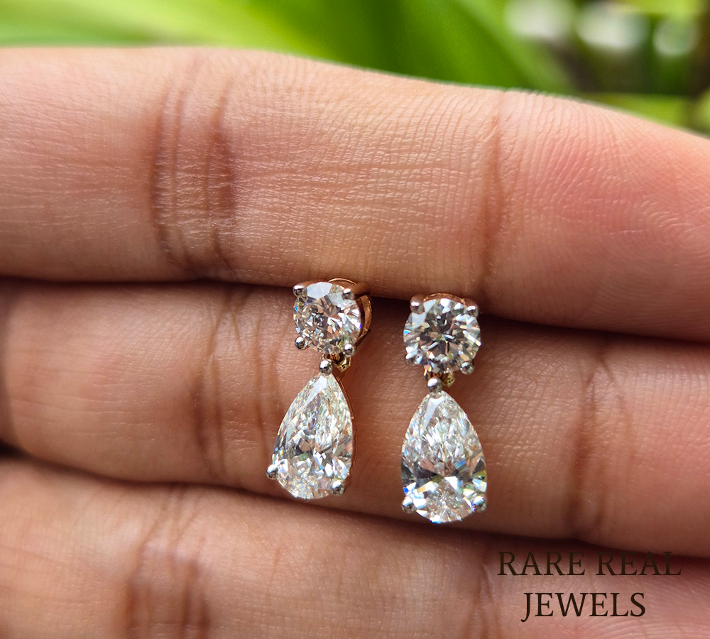 Pear Cut Diamond Drop Earrings, Lab Grown Diamond Stud Earrings, 14K Gold Dangle Earrings, Luxury Bridal Jewelry, Elegant Gift For Her