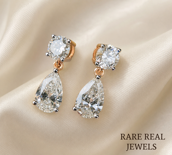 Pear Cut Diamond Drop Earrings, Lab Grown Diamond Stud Earrings, 14K Gold Dangle Earrings, Luxury Bridal Jewelry, Elegant Gift For Her