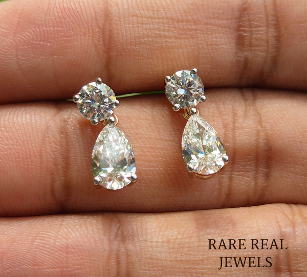 Pear Cut Diamond Drop Earrings, Lab Grown Diamond Stud Earrings, 14K Gold Dangle Earrings, Luxury Bridal Jewelry, Elegant Gift For Her
