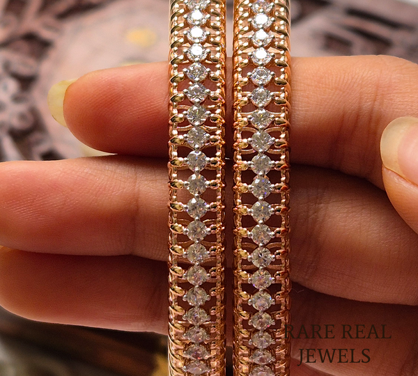18K Rose Gold Lab Grown Diamond Tennis Bangle Bracelet, 13.50 CT Diamond Cuff Bracelet, Luxury Diamond Bracelet for Women