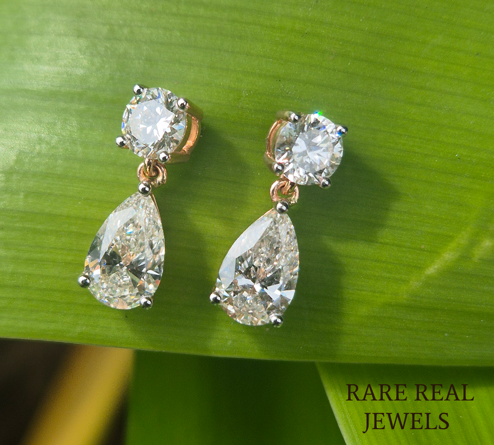Pear Cut Diamond Drop Earrings, Lab Grown Diamond Stud Earrings, 14K Gold Dangle Earrings, Luxury Bridal Jewelry, Elegant Gift For Her