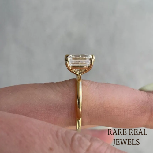 3.50CT Pear & Emerald Lab Grown Diamond Toi et Moi Yellow Gold Ring