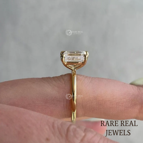 3.50CT Pear & Emerald Lab Grown Diamond Toi et Moi Yellow Gold Ring